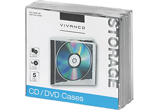 VIVANCO 31691 CD/DVD Jewel Case, 5er Pack, schwarz