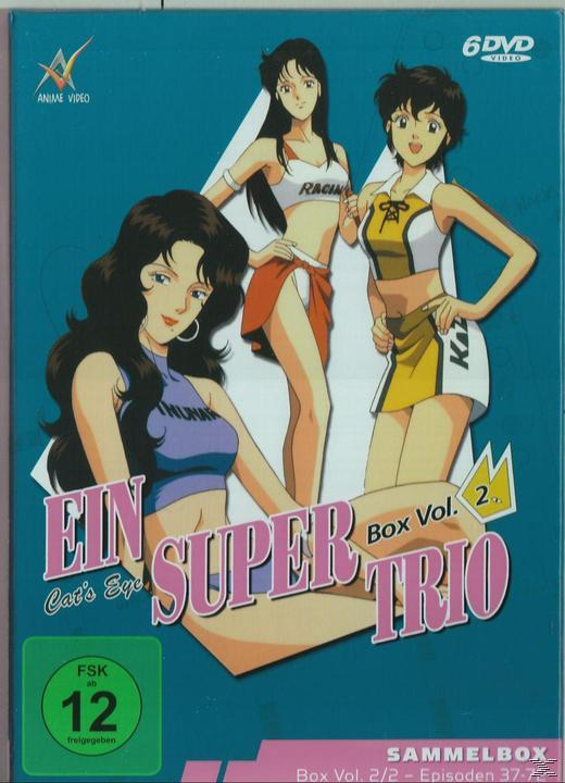 Anime-DVD-Cover: Drei Frauen in Sportkleidung, Titel 'Ein Super Trio'.