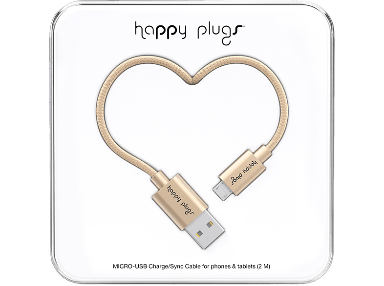HAPPY PLUGS microUSB-kabel 2 m Champagne (157010)