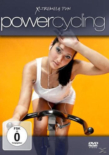 DVD-Cover einer Frau auf einem Heimtrainer, mit Text: 'powercycling'.