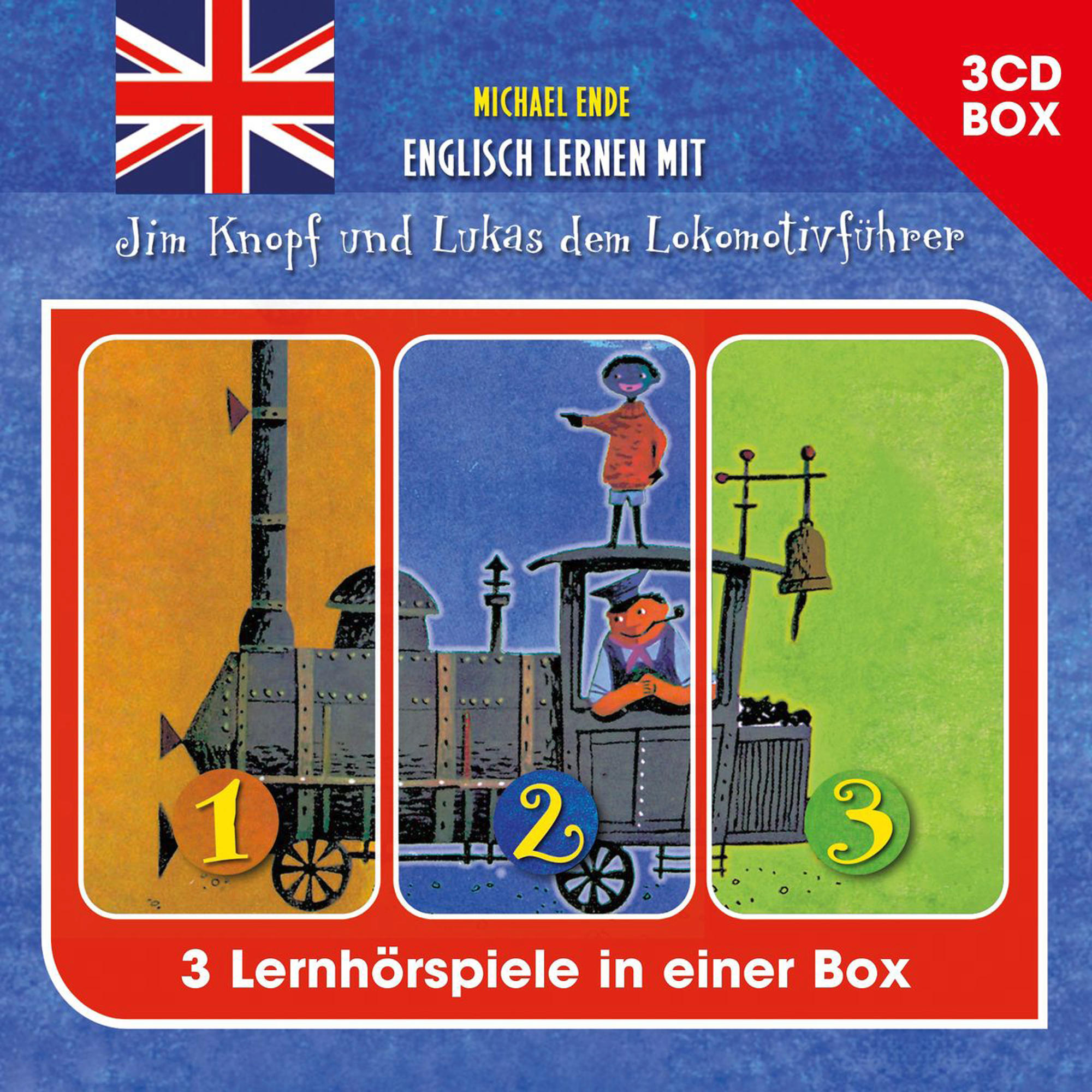 Box-Set von CDs mit Illustrationen einer Lok und Figuren, englischer Text.
