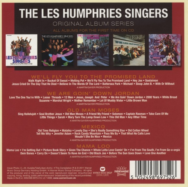 Albumcover mit Songtiteln und Bildern der Les Humphries Singers.