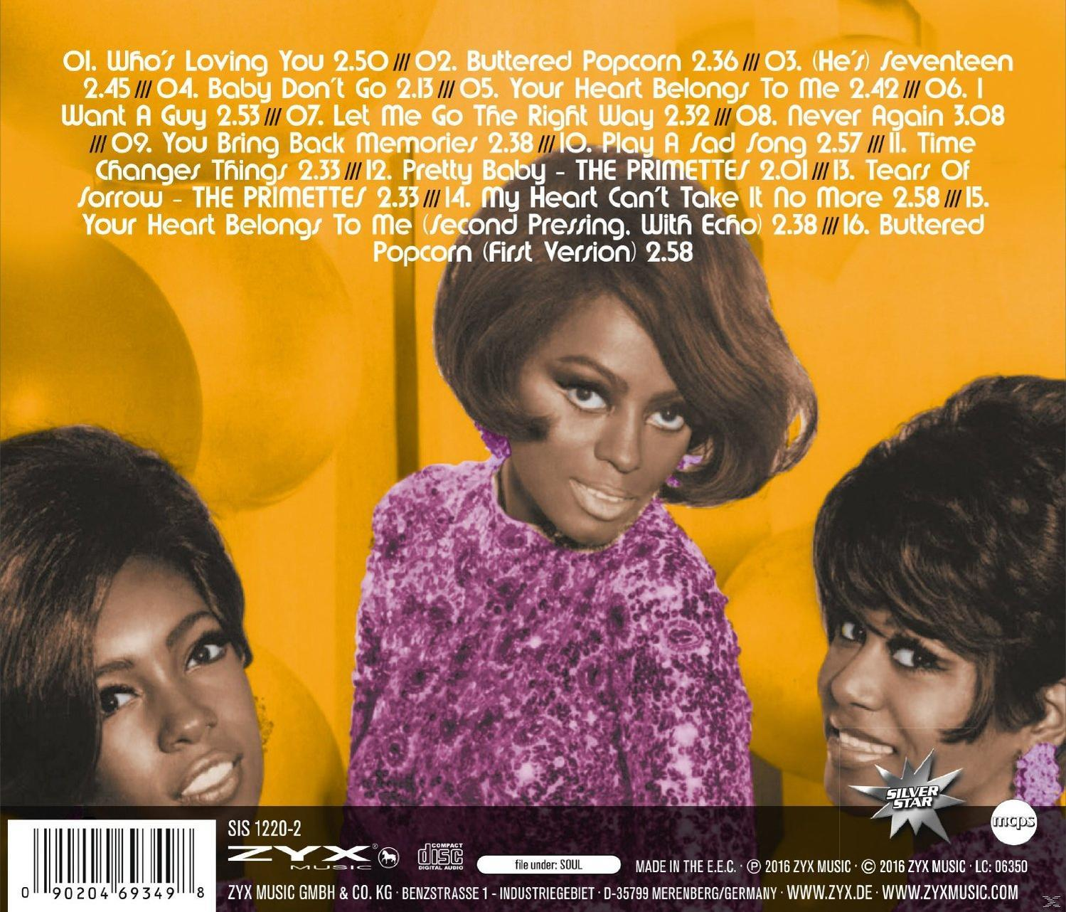 CD-Cover von The Primettes mit Songtiteln und Bildern von drei Frauen.