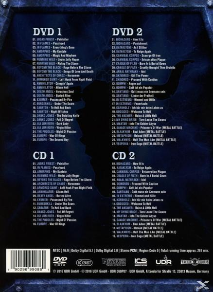CD-Hülle mit einer Liste von Songs und einem dunkelblauen Hintergrund.
