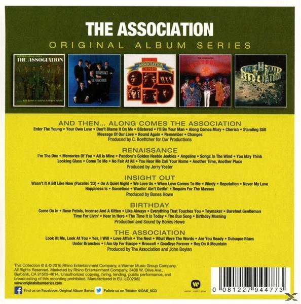 Albumcover mit mehreren kleineren Covern und Titelliste von The Association.