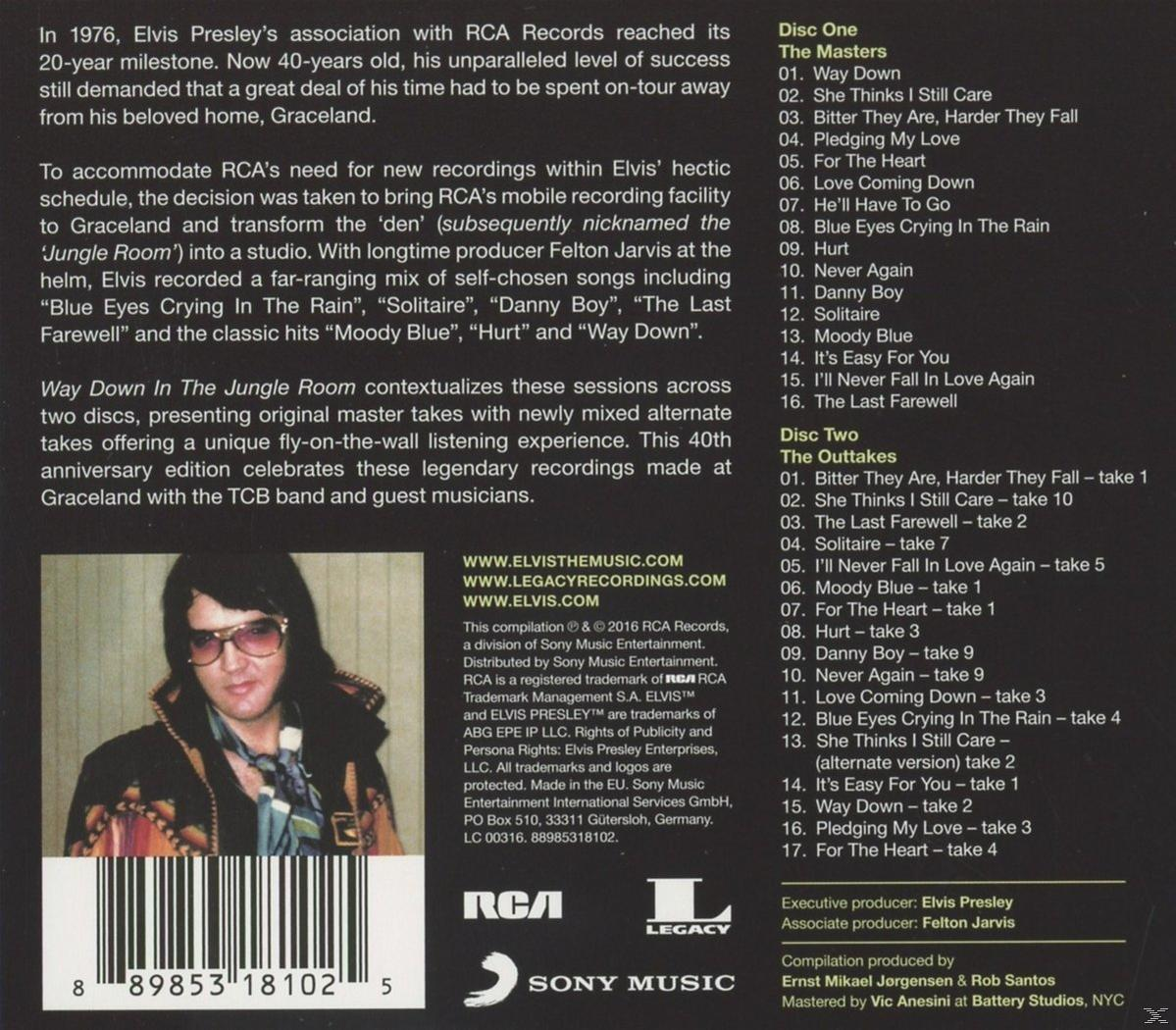 CD-Cover. Elvis Presley-Bild. Der Text auf der CD enthält eine Titelliste und Informationen.