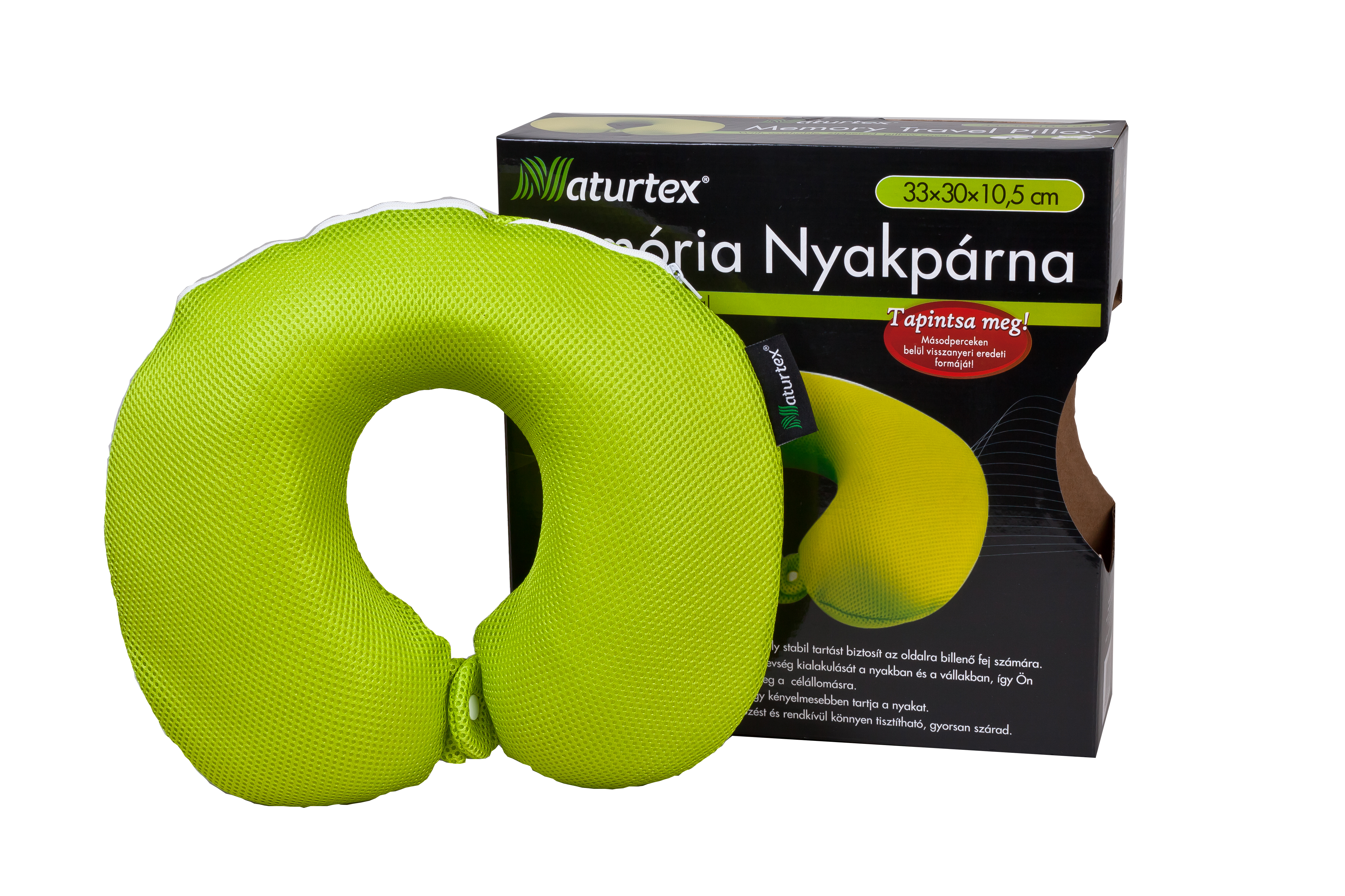 NATURTEX Memory nyakpárna zöld, 33x30x10,5 cm