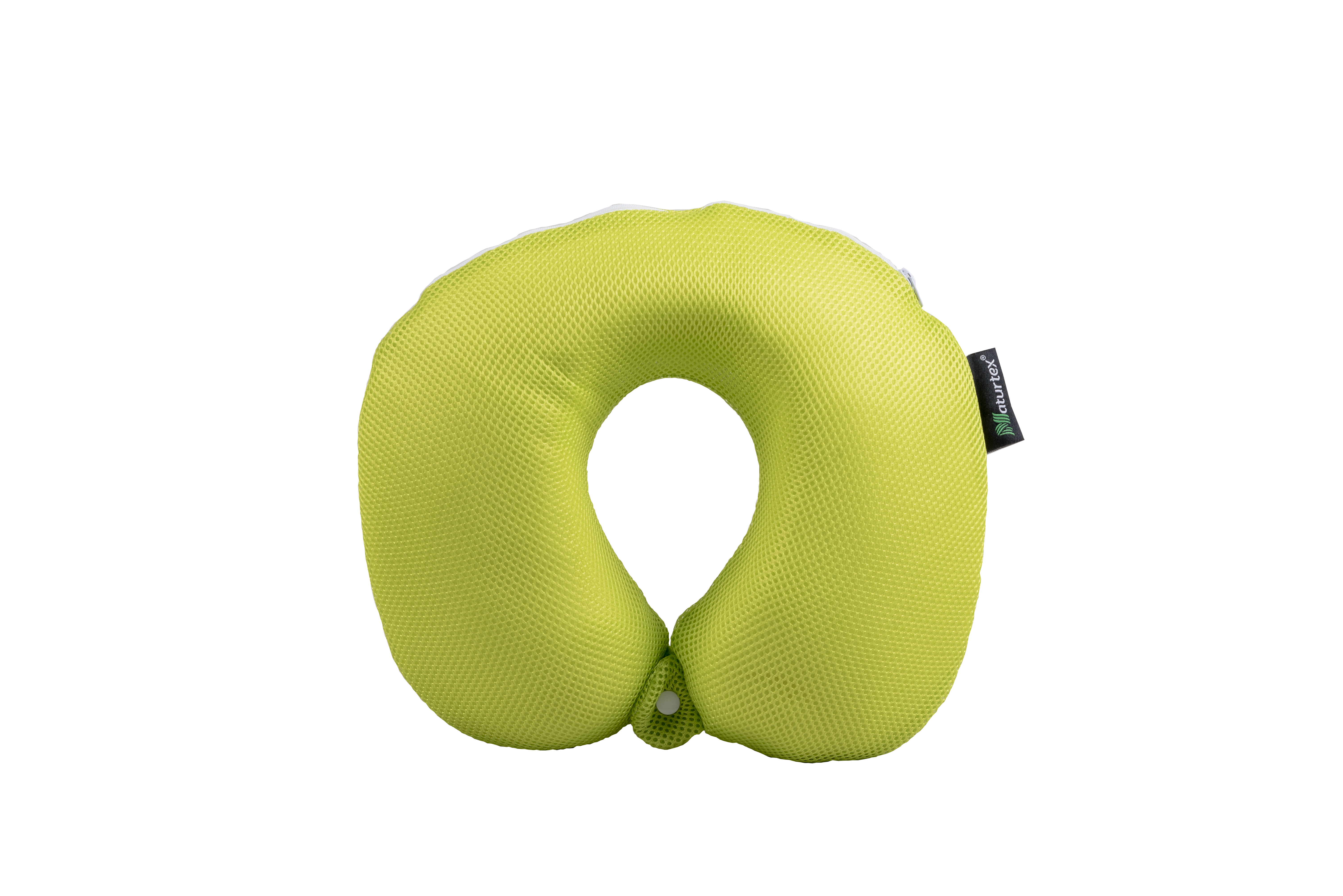 Lime zöld U-alakú utazópárna.