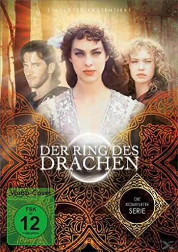 DVD-Cover einer Serie 'Der Ring des Drachen'. Drei Personen sind sichtbar. Logo und Titel sind vorhanden.