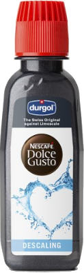 Bottle of descaling solution with the Nescafe Dolce Gusto logo.