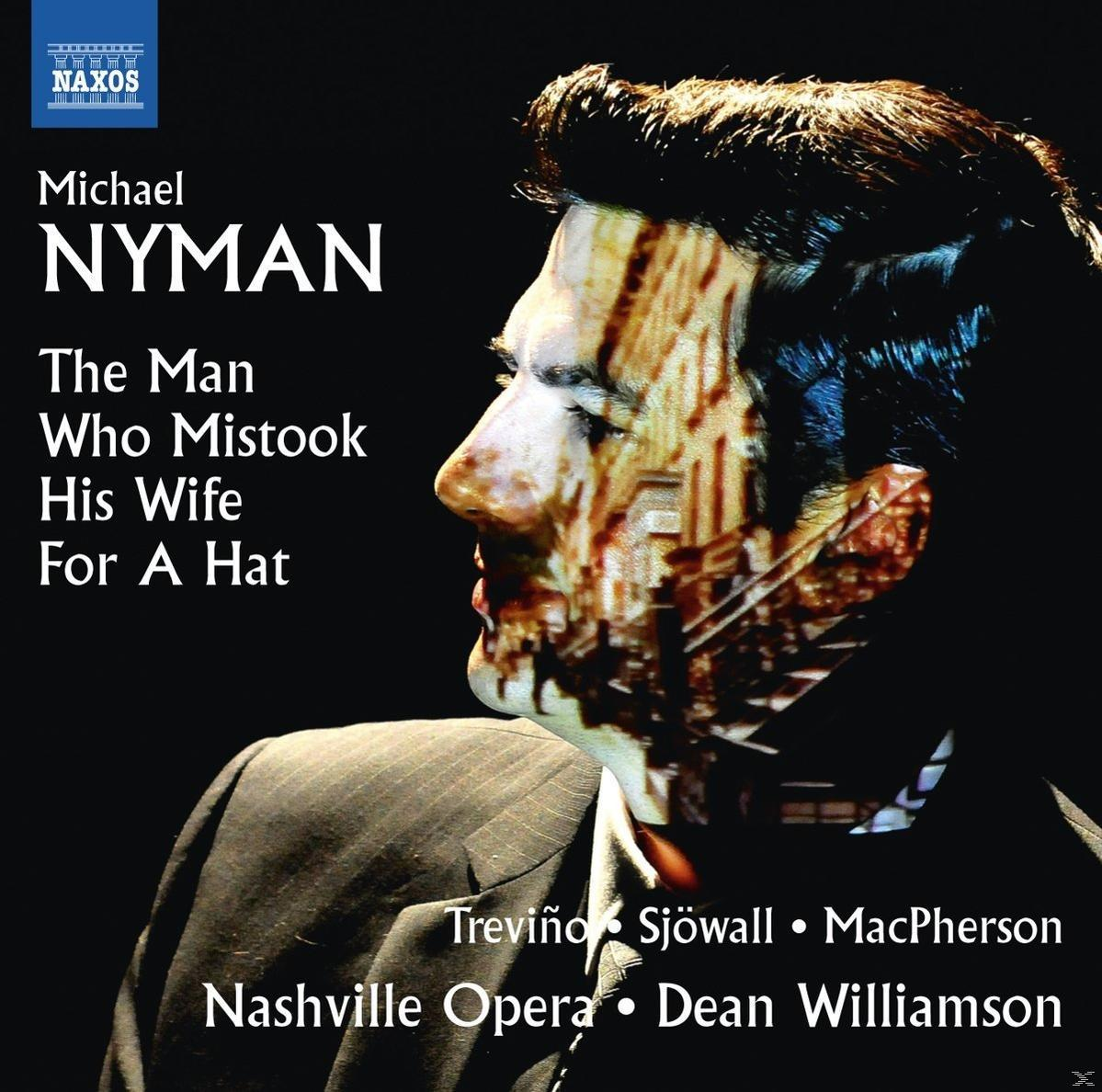Albumcover: Profil von Michael Nyman mit abstrakter Gesichtskunst.