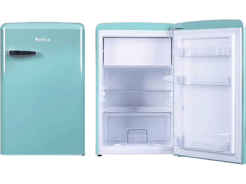 AMICA KS 15612 T Retro Edition Kühlschrank (E, 860 mm hoch, Blau) Freistehende Kühlschränke
