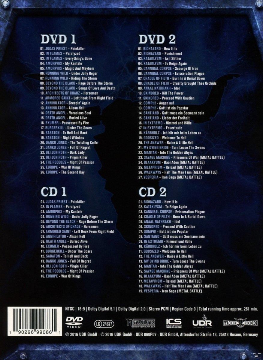 DVD-Hülle mit Tracklisten, Logos und Text auf dunklem blauem Farbverlaufshintergrund.