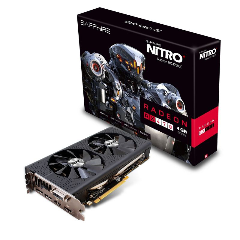 SAPPHIRE Radeon RX 470 Nitro+ 4GB OC (11256-01-20G) (AMD, Grafikkarte)
