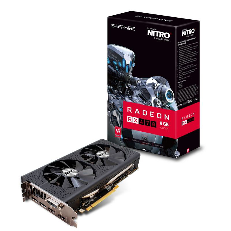 SAPPHIRE Radeon RX 470 Nitro+ 8GB OC (11256-02-20G) (AMD, Grafikkarte)
