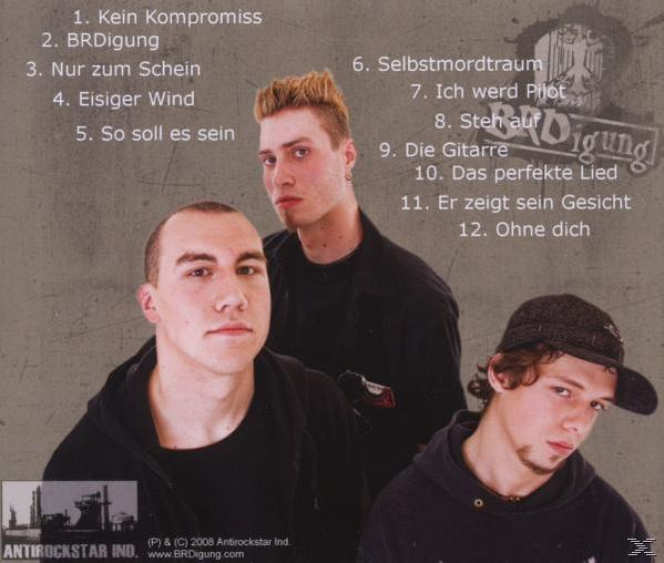 Albumcover mit drei Männern. Songtitel sind aufgelistet, zusammen mit Bandname und Logo.