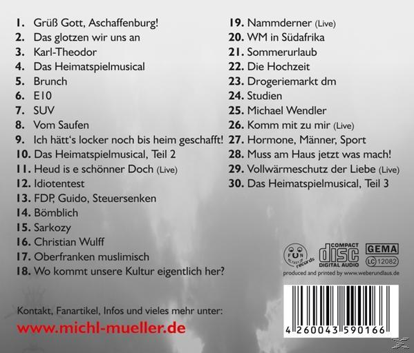 CD-Cover mit einer Liste deutscher Songtitel und etwas Text unten.