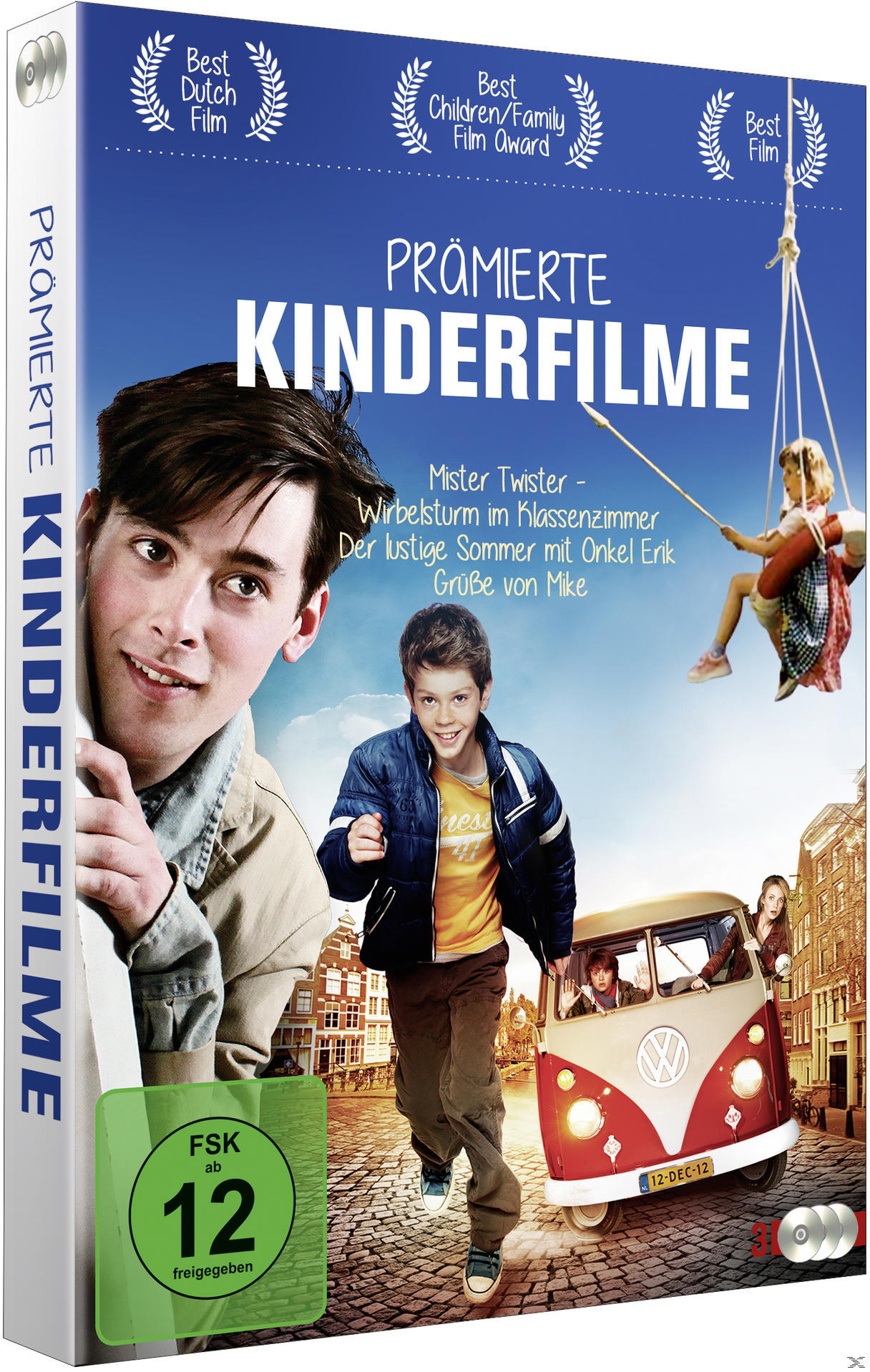 DVD-Cover mit illustrierten Bildern von Kindern und einem VW-Bus, auf Deutsch.
