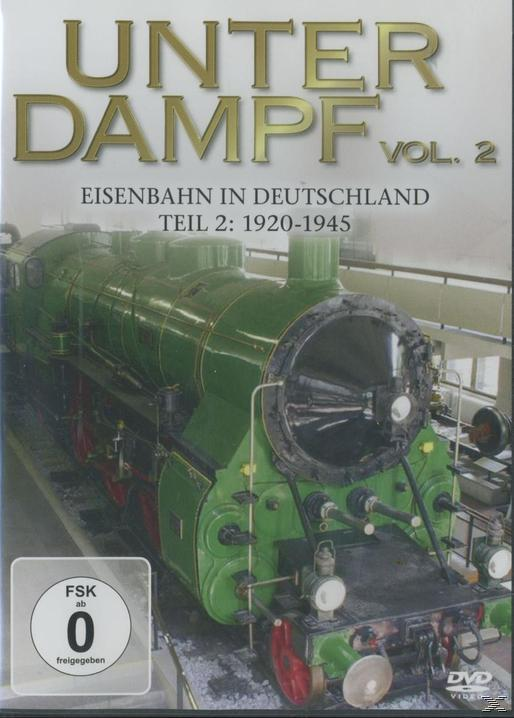 DVD-Cover, grüner Zug, Text: Unter Dampf, Eisenbahn in Deutschland, Vol. 2.