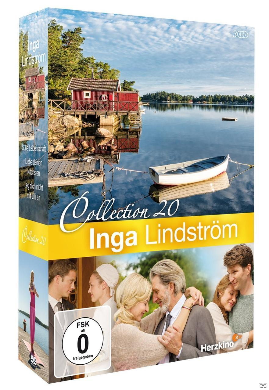 DVD-Cover: Inga Lindström. Eine Szene eines Hauses am Wasser mit einem tanzenden Paar darauf.
