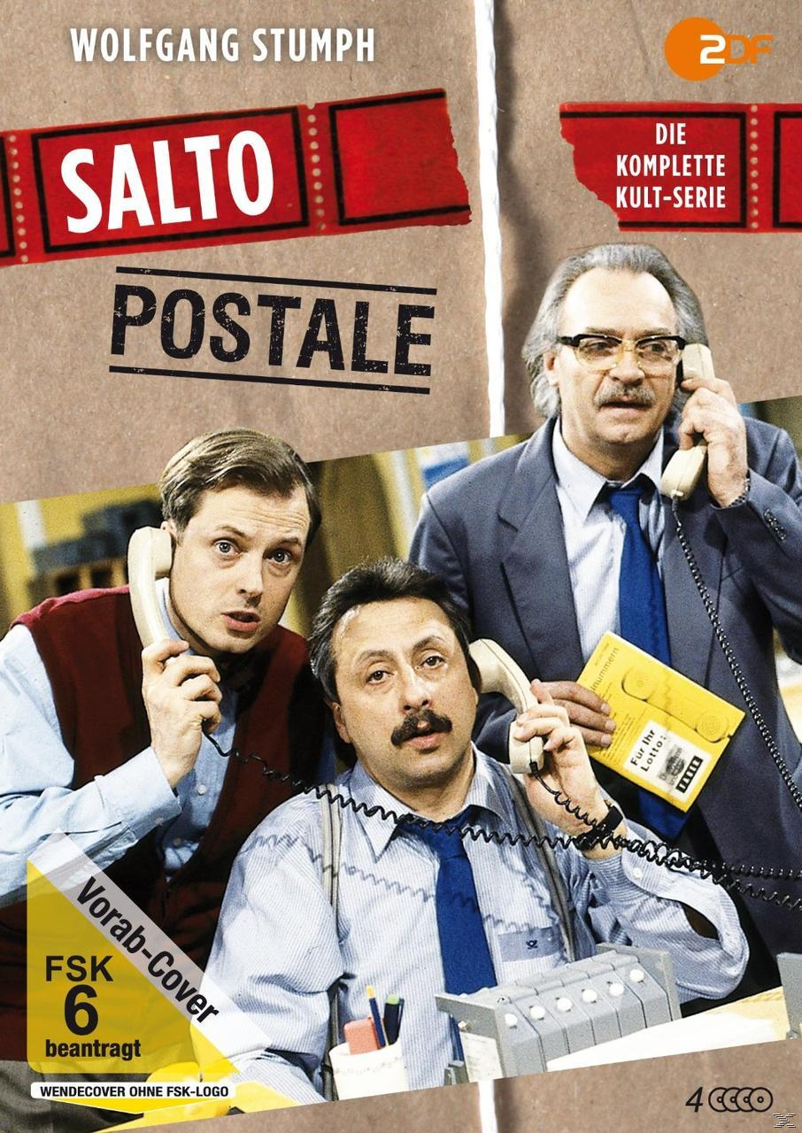 Salto Postale DVD-Cover mit drei Männern und Telefon.