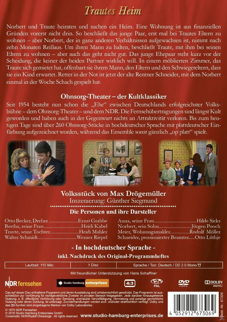 DVD-Rückseite mit Text und Bildern. Titel: Trautes Heim.