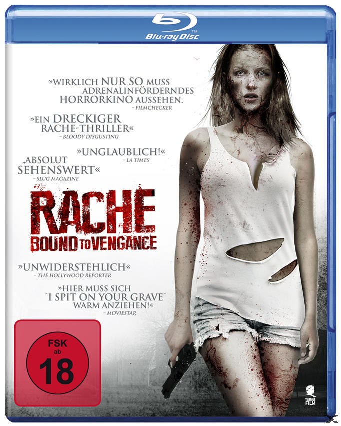 DVD-Cover. Eine Frau mit Blut im Gesicht hält eine Waffe. Titel: Rache, Bound to Vengeance.