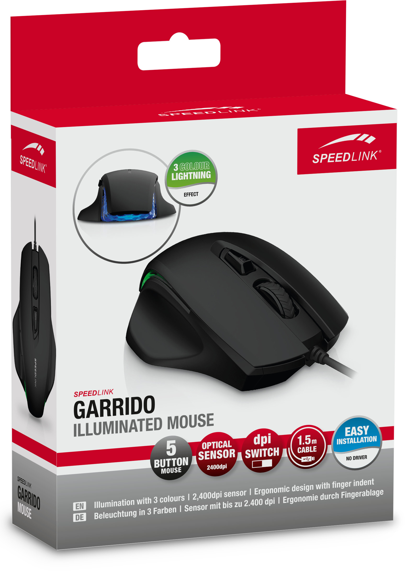 SPEEDLINK GARRIDO Illuminated Maus, Schwarz