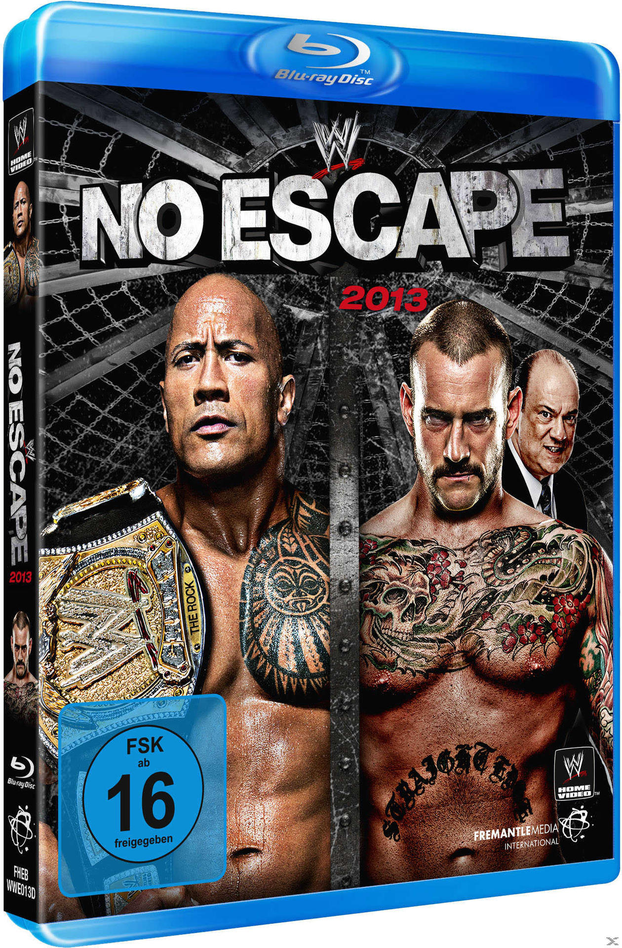 Blu-ray-Cover von WWE No Escape 2013 mit The Rock und CM Punk.