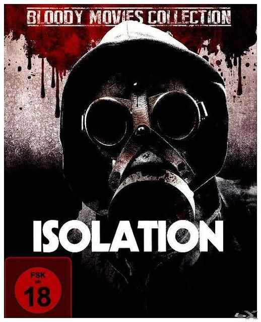 DVD-Cover mit einer Person mit Gasmaske. Der Titel lautet 'Isolation'. Dunkler Hintergrund und rotes Siegel.