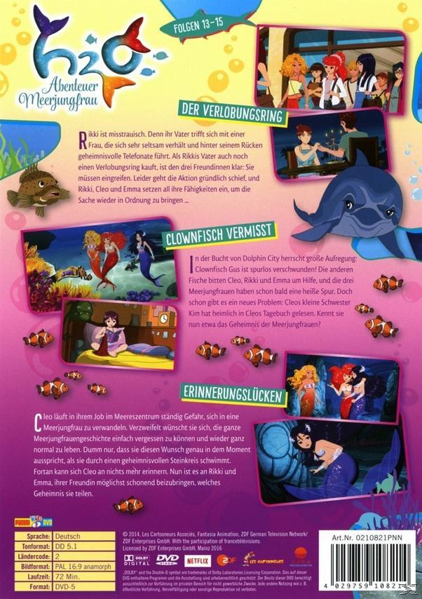 H2O Meerjungfrau Cartoon DVD-Cover mit verschiedenen Charakteren und Szenen.