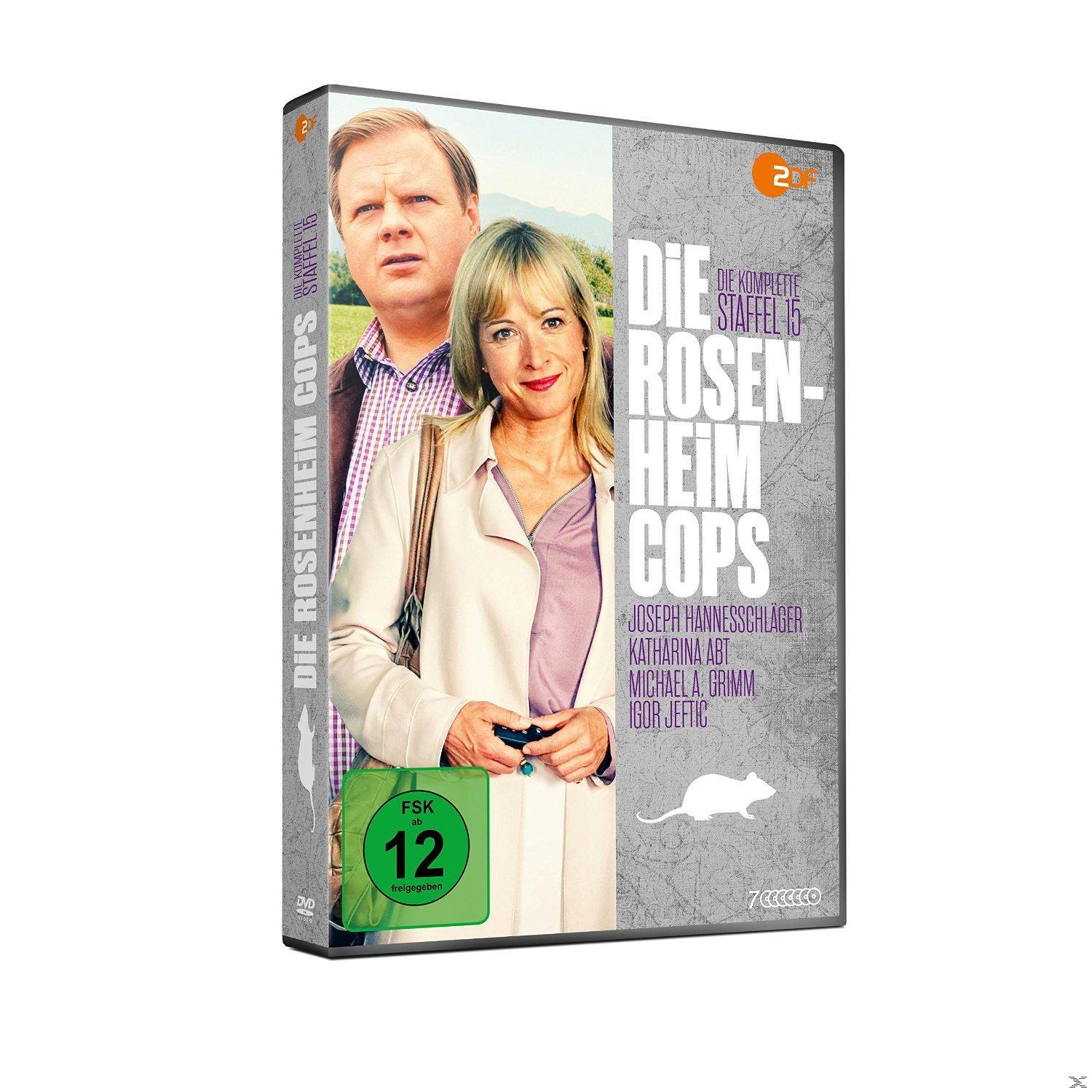 DVD-Cover mit zwei Personen, Titel 'Die Rosenheim-Cops', mit einer Maus-Grafik.