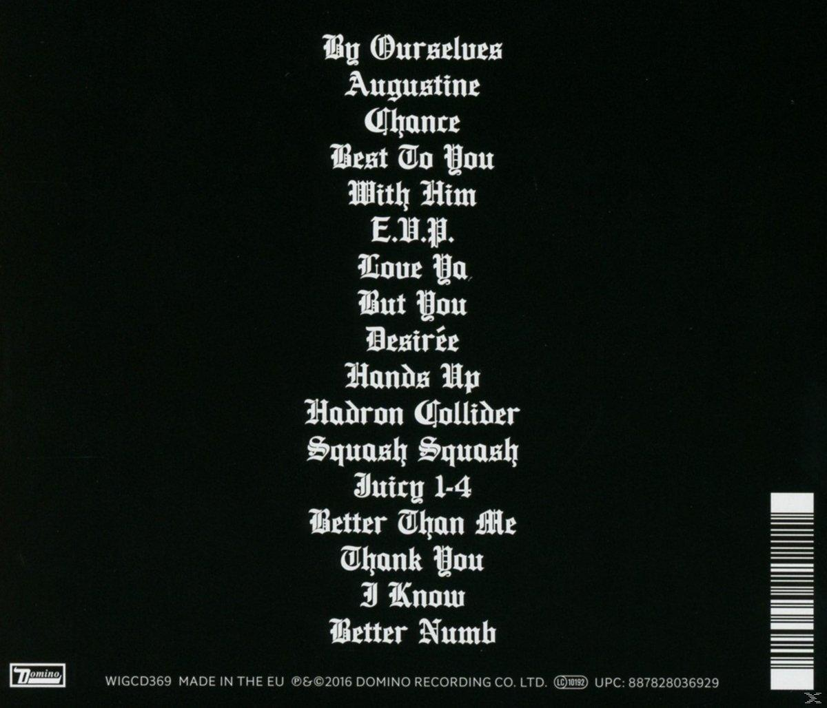 Album tracklista dalcímekkel és sötét háttérrel, fehér szöveggel.