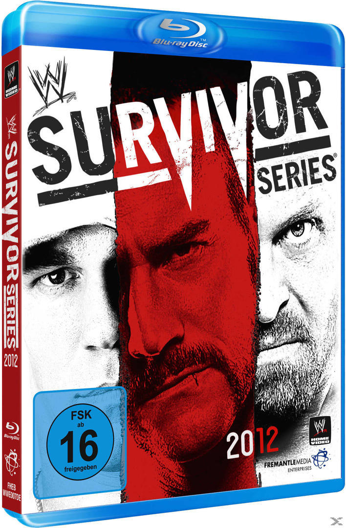 Blu-ray-Disc-Cover. Gesichter von drei Männern sind prominent. Der Titel lautet Survivor Series.