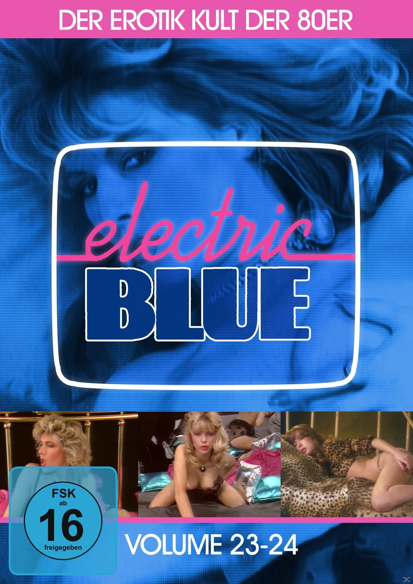 Filmposter für Electric Blue mit einer Frau auf einem blau getönten Foto und anderen Frauen.