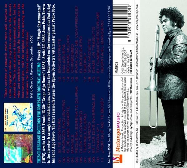 CD hátlapja, trombitát tartó férfival, szöveg a lemezről.