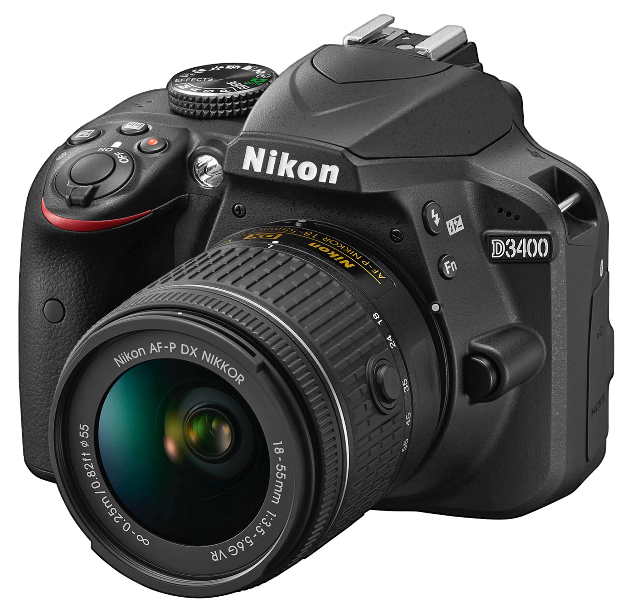 NIKON D3400 Kit Spiegelreflexkamera, 24,72 Megapixel, 18-55 mm Objektiv (AF-P, VR), Schwarz