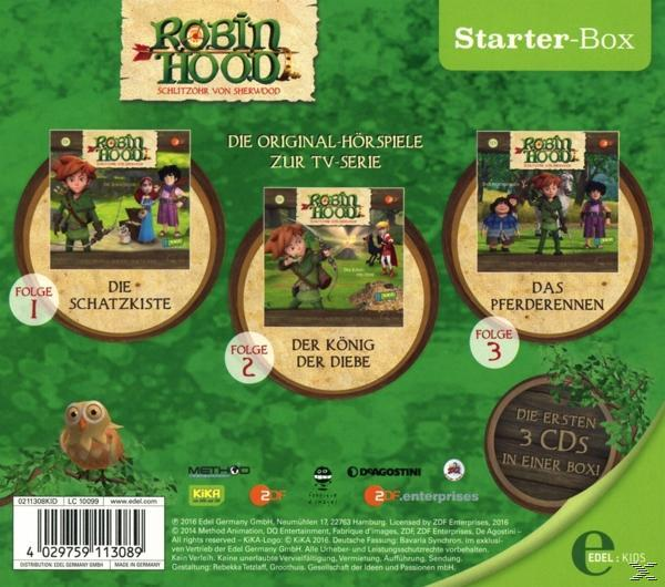Robin Hood DVD-Set mit Cover-Art der Zeichentrickserie, mit einer Zeichentrick-Eule.