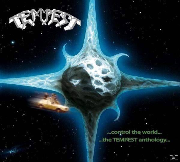 Tempest Albumcover mit Weltraum-Design und Auto.