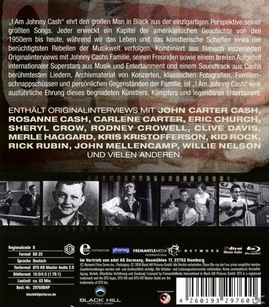 Rückseite einer DVD mit einer Johnny Cash-Dokumentation. Enthält Text und Bilder von Johnny Cash.
