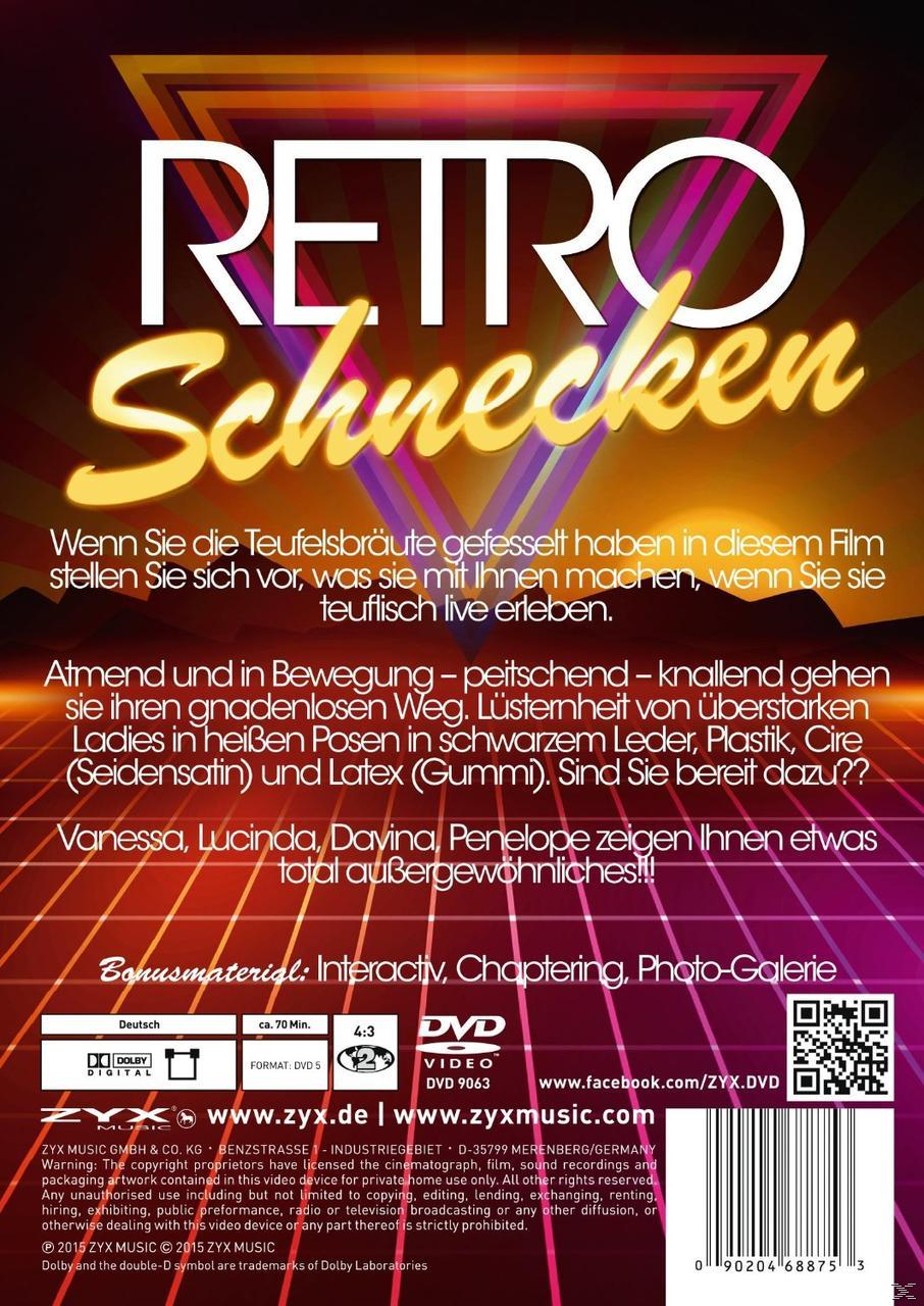 DVD-Cover mit Text über 'Retro Schnecken' und einem Sonnenuntergang im Hintergrund.