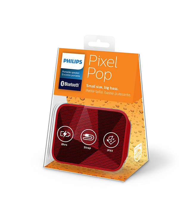PHILIPS PixelPop Taşınabilir Kablosuz Hoparlör Kırmızı BT110R/00