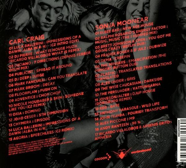 Albumcover mit Gesichtern von Menschen und Trackliste. Viele Namen und Text, bunt und chaotisch.