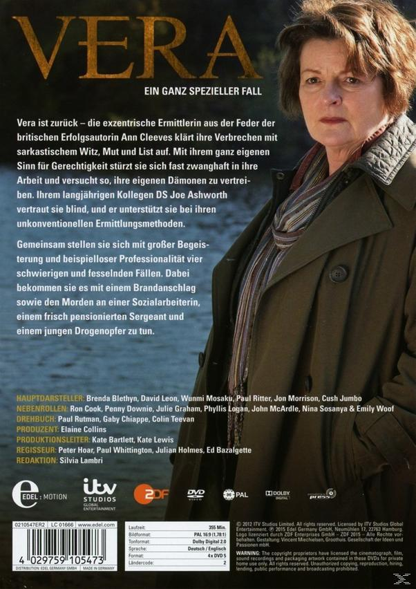 DVD-Cover mit einer Frau im Mantel. Text auf Deutsch, einschließlich 'Vera' und Filmdetails.