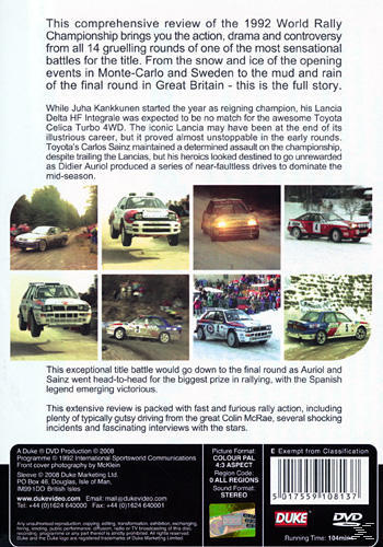 WORLD RALLY CHAMPIONSHIP 1992 DVD