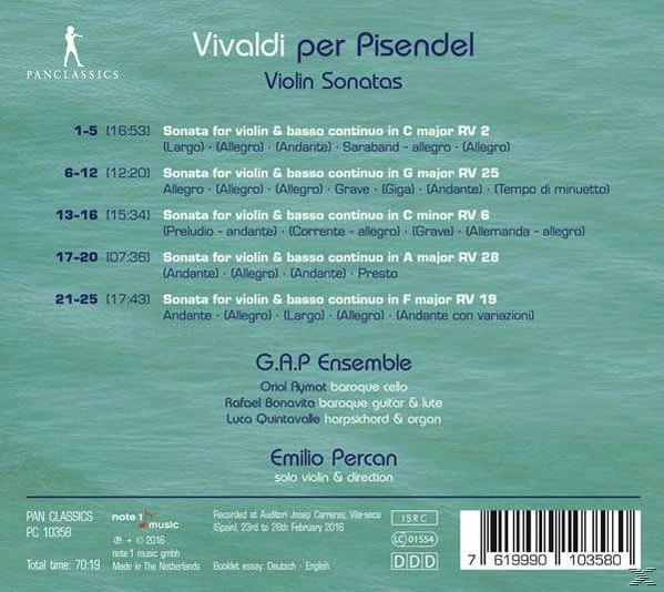 Emilio Percan, G.A.P. Ensemble - Die Pisendel Sonaten  - (CD)