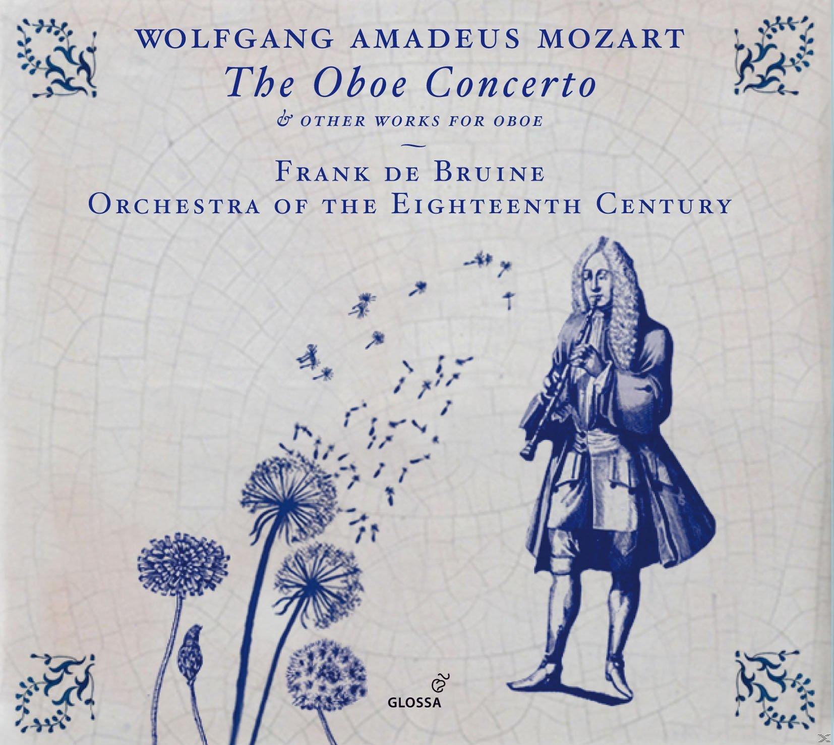 Albumcover: 'Das Oboenkonzert' von Wolfgang Mozart, mit einem Mann, der Oboe spielt, blaues Design.
