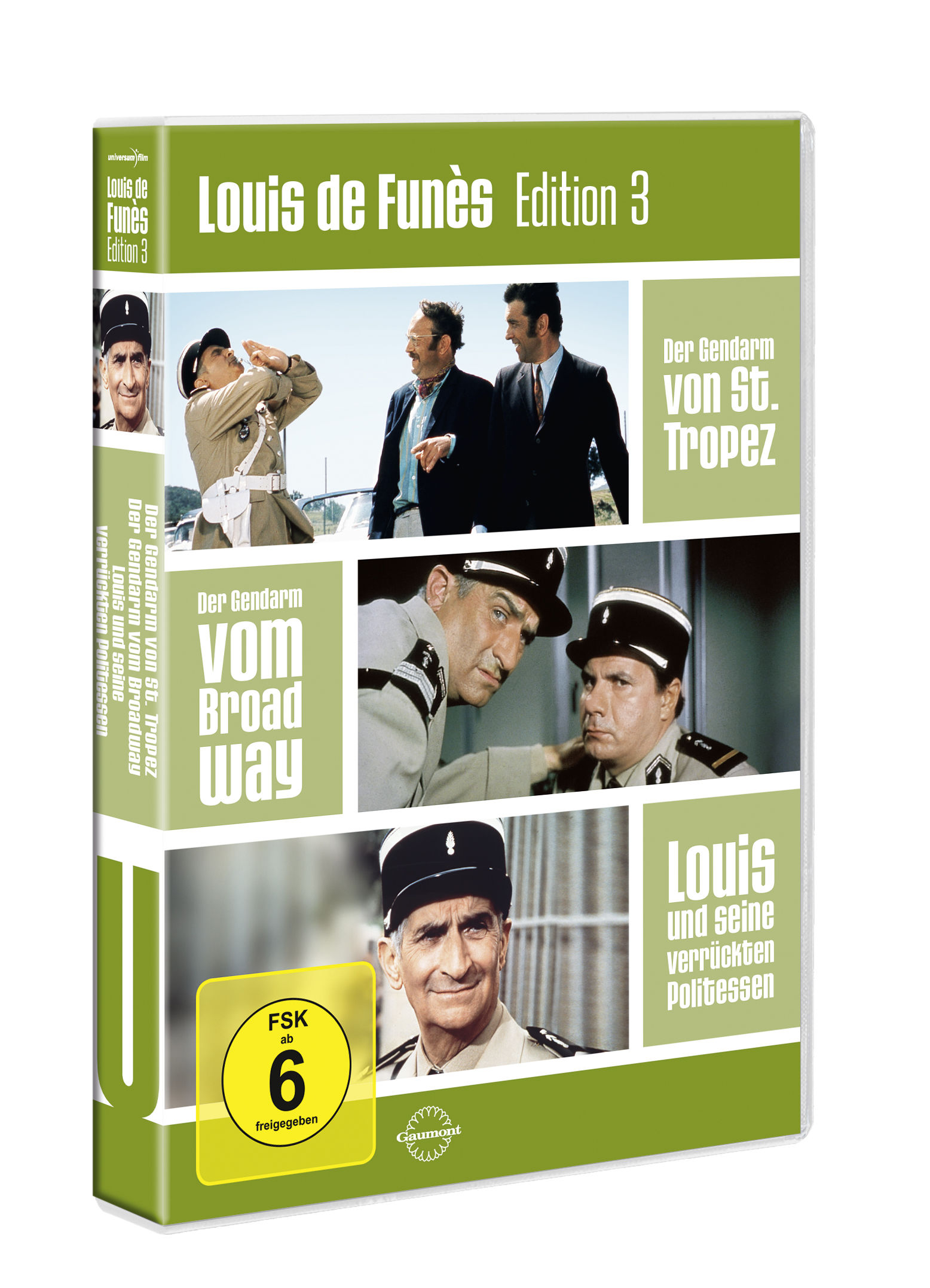 DVD-Cover mit mehreren Bildern von Louis de Funès, der Titel lautet „Louis de Funès Edition 3“.