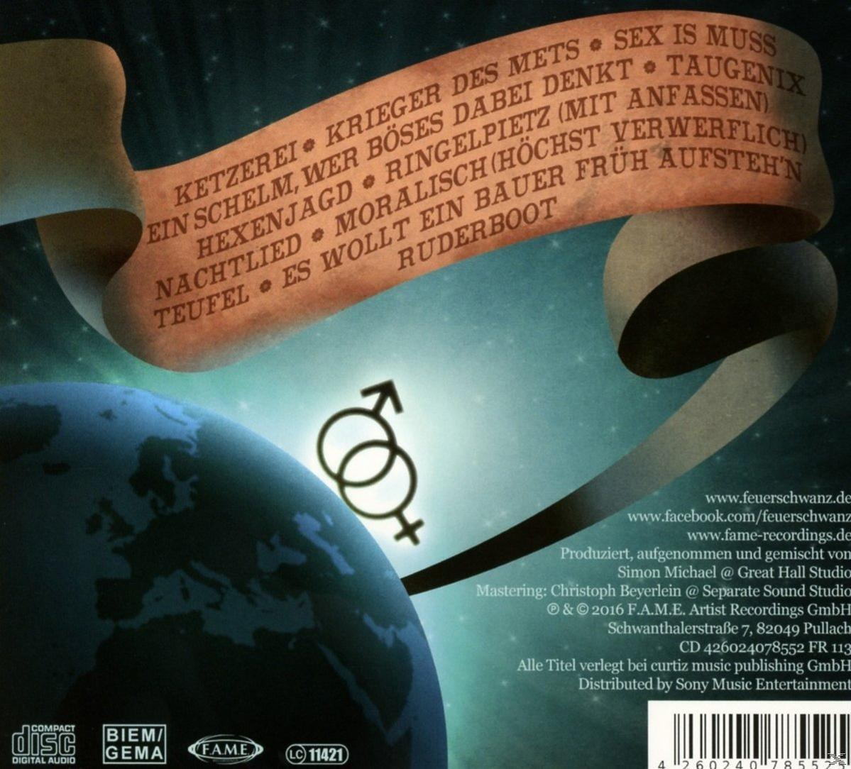 Rückseite eines Albums. Text auf einer Schriftrolle und eine Weltkugel mit Symbolen.