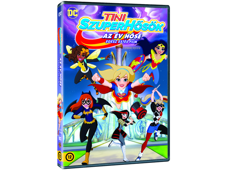 DVD borító egy rajzfilmről szuperhősökkel: Supergirl, Batgirl, Wonder Woman és mások.